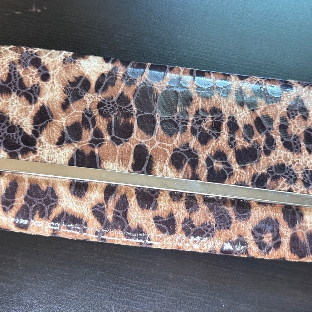 Leopard Print Clutch with Gold Accent
